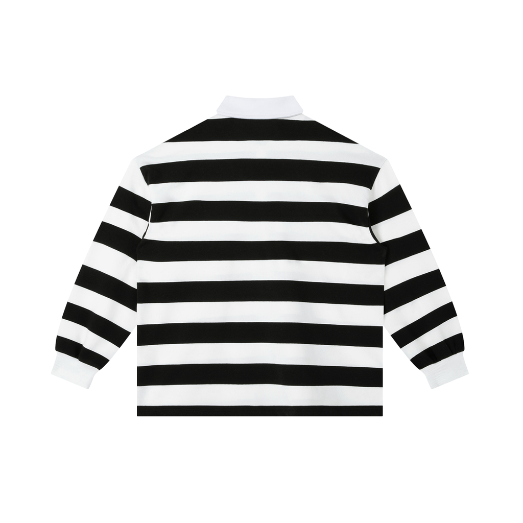 Unisex Color Block Stripe Polo Shirt