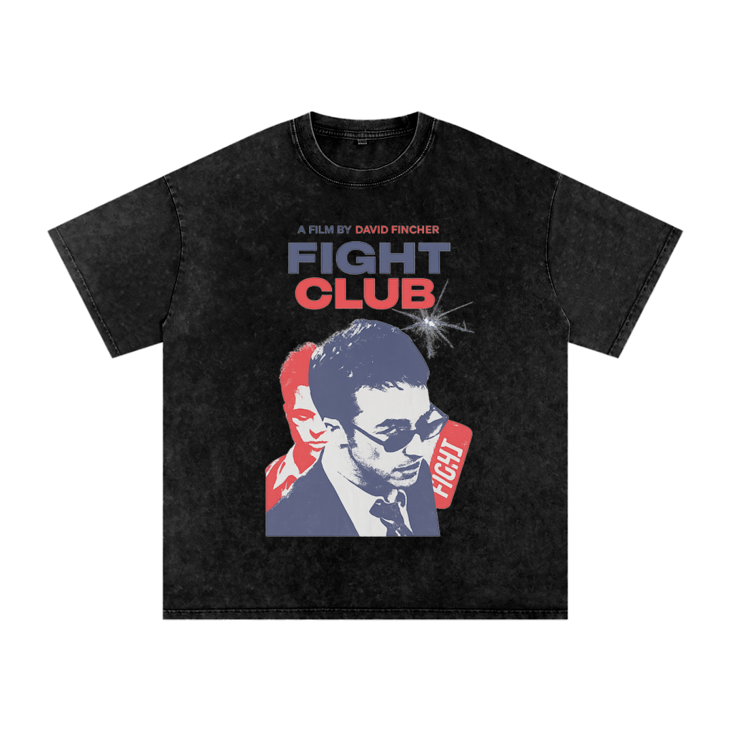 Vintage Fight Club Inspired Snow Washed Oversized Cotton T-Shirt