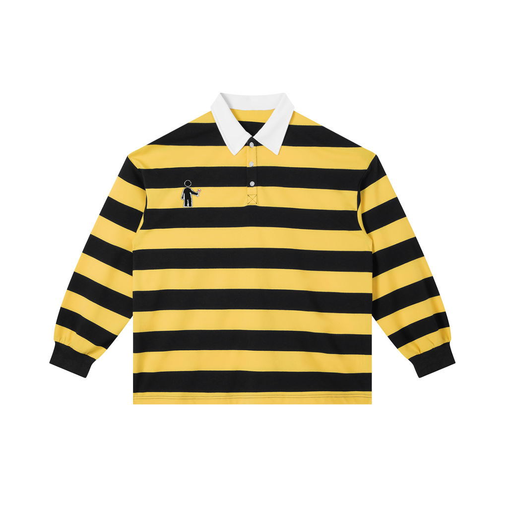 Unisex Color Block Stripe Polo Shirt