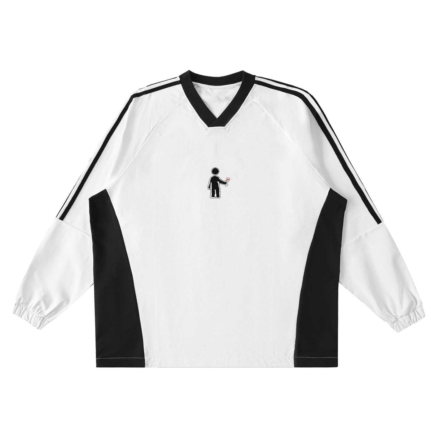 Color-Block V-Neck Long-Sleeve T-Shirt