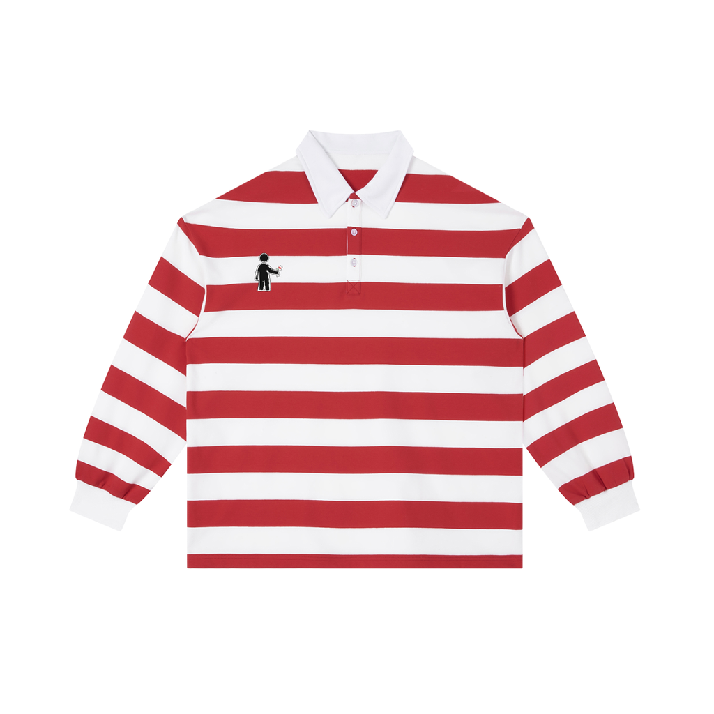 Unisex Color Block Stripe Polo Shirt