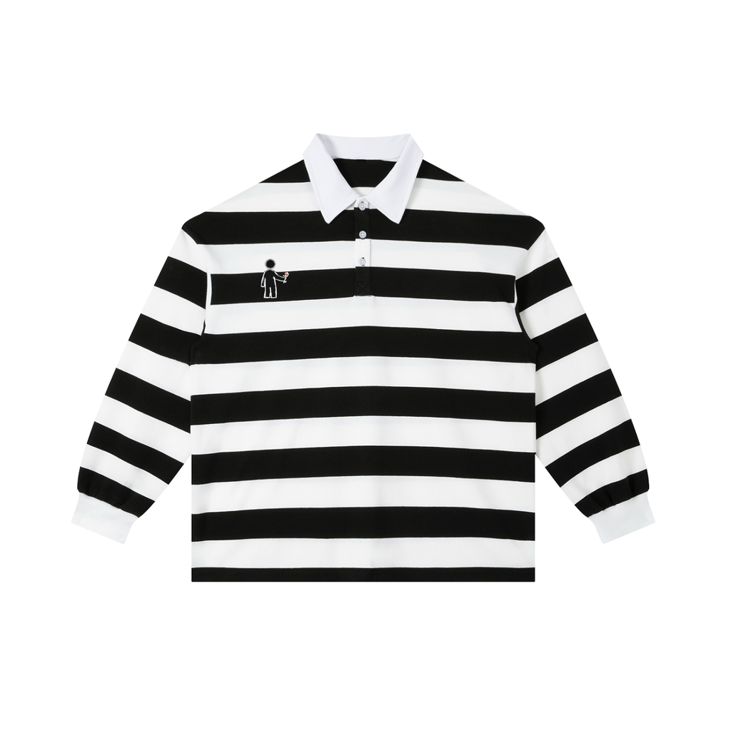 Unisex Color Block Stripe Polo Shirt