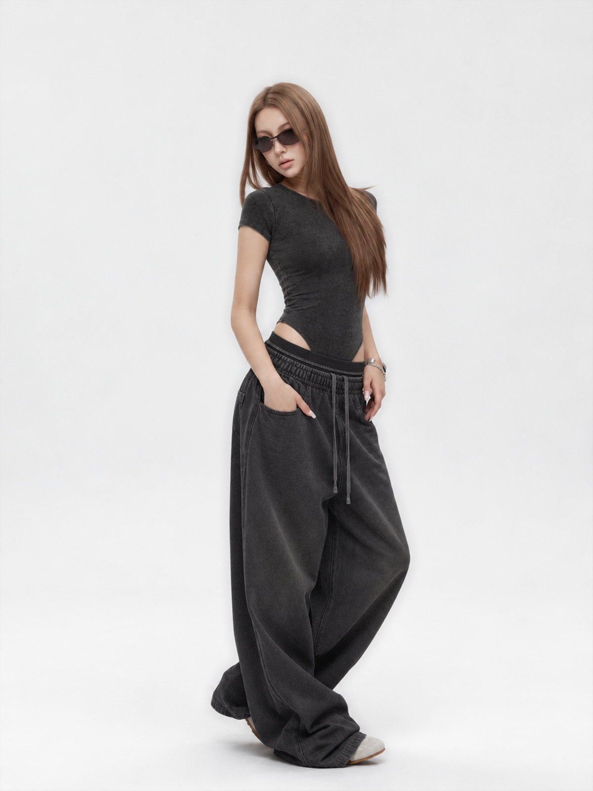 Women's Vintage Washed Waist Pants